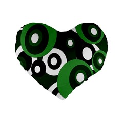 Green Pattern Standard 16  Premium Heart Shape Cushions by Valentinaart