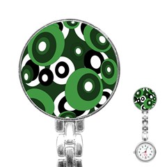 Green Pattern Stainless Steel Nurses Watch by Valentinaart