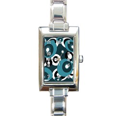 Blue Pattern Rectangle Italian Charm Watch by Valentinaart