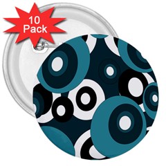 Blue Pattern 3  Buttons (10 Pack)  by Valentinaart