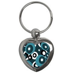 Blue Pattern Key Chains (heart)  by Valentinaart