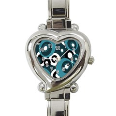 Blue Pattern Heart Italian Charm Watch by Valentinaart