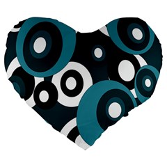 Blue Pattern Large 19  Premium Heart Shape Cushions