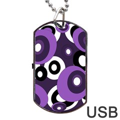 Purple Pattern Dog Tag Usb Flash (one Side) by Valentinaart