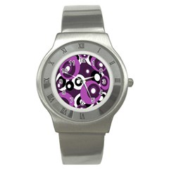 Purple Pattern Stainless Steel Watch by Valentinaart