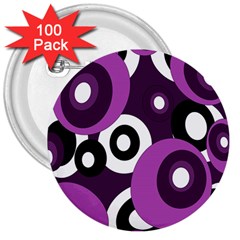 Purple Pattern 3  Buttons (100 Pack)  by Valentinaart