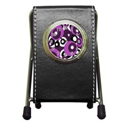 Purple Pattern Pen Holder Desk Clocks by Valentinaart