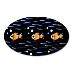 Fish Pattern Oval Magnet by Valentinaart