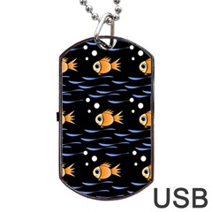 Fish Pattern Dog Tag Usb Flash (two Sides)  by Valentinaart