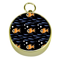 Fish Pattern Gold Compasses by Valentinaart