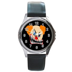 Evil Clown Round Metal Watch by Valentinaart