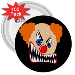 Evil Clown 3  Buttons (100 Pack)  by Valentinaart