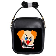 Evil Clown Girls Sling Bags by Valentinaart