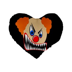 Evil Clown Standard 16  Premium Flano Heart Shape Cushions by Valentinaart