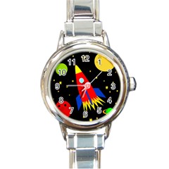 Spaceship Round Italian Charm Watch by Valentinaart