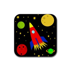 Spaceship Rubber Square Coaster (4 Pack)  by Valentinaart