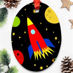 Spaceship Oval Ornament (two Sides) by Valentinaart