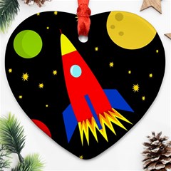 Spaceship Heart Ornament (2 Sides) by Valentinaart