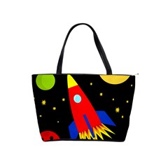 Spaceship Shoulder Handbags by Valentinaart