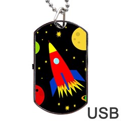 Spaceship Dog Tag Usb Flash (one Side) by Valentinaart