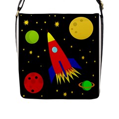 Spaceship Flap Messenger Bag (l)  by Valentinaart