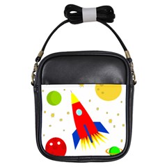 Transparent Spaceship Girls Sling Bags by Valentinaart