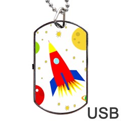 Transparent Spaceship Dog Tag Usb Flash (two Sides)  by Valentinaart