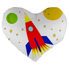 Transparent Spaceship Large 19  Premium Heart Shape Cushions