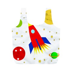 Transparent Spaceship Full Print Recycle Bags (m)  by Valentinaart