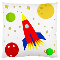 Transparent Spaceship Large Flano Cushion Case (two Sides) by Valentinaart