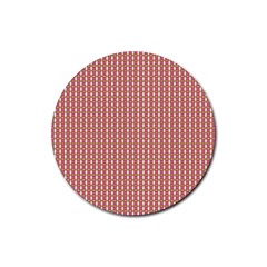 Mod Pink Green Pattern Rubber Round Coaster (4 Pack) 