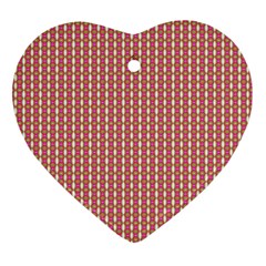 Mod Pink Green Pattern Heart Ornament (2 Sides) by BrightVibesDesign