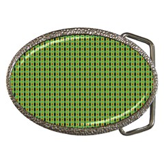 Mod Green Orange Pattern Belt Buckles