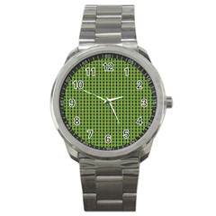 Mod Green Orange Pattern Sport Metal Watch