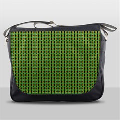 Mod Green Orange Pattern Messenger Bags by BrightVibesDesign