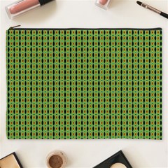 Mod Green Orange Pattern Cosmetic Bag (xxxl)  by BrightVibesDesign