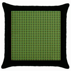 Mod Green Orange Pattern Throw Pillow Case (black) by BrightVibesDesign