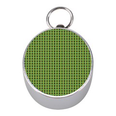 Mod Green Orange Pattern Mini Silver Compasses