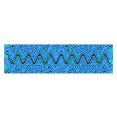 Blue Wavy Squiggles Satin Scarf (oblong) by BrightVibesDesign