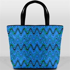 Blue Wavy Squiggles Bucket Bags