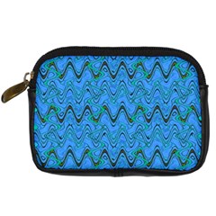 Blue Wavy Squiggles Digital Camera Cases