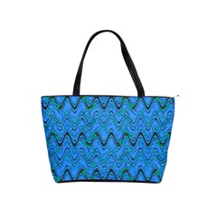 Blue Wavy Squiggles Shoulder Handbags