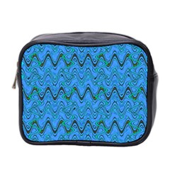 Blue Wavy Squiggles Mini Toiletries Bag 2-side