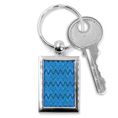 Blue Wavy Squiggles Key Chains (rectangle)  by BrightVibesDesign