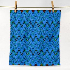 Blue Wavy Squiggles Face Towel