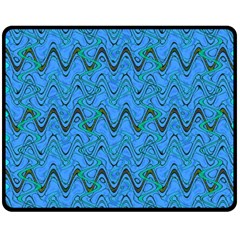 Blue Wavy Squiggles Fleece Blanket (medium)  by BrightVibesDesign