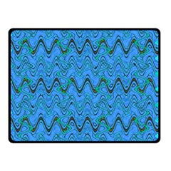 Blue Wavy Squiggles Double Sided Fleece Blanket (small)  by BrightVibesDesign