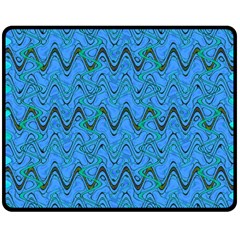 Blue Wavy Squiggles Double Sided Fleece Blanket (medium) 