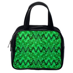 Green Wavy Squiggles Classic Handbags (one Side) by BrightVibesDesign