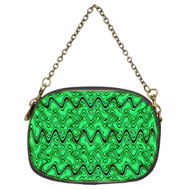 Green Wavy Squiggles Chain Purses (Two Sides) 